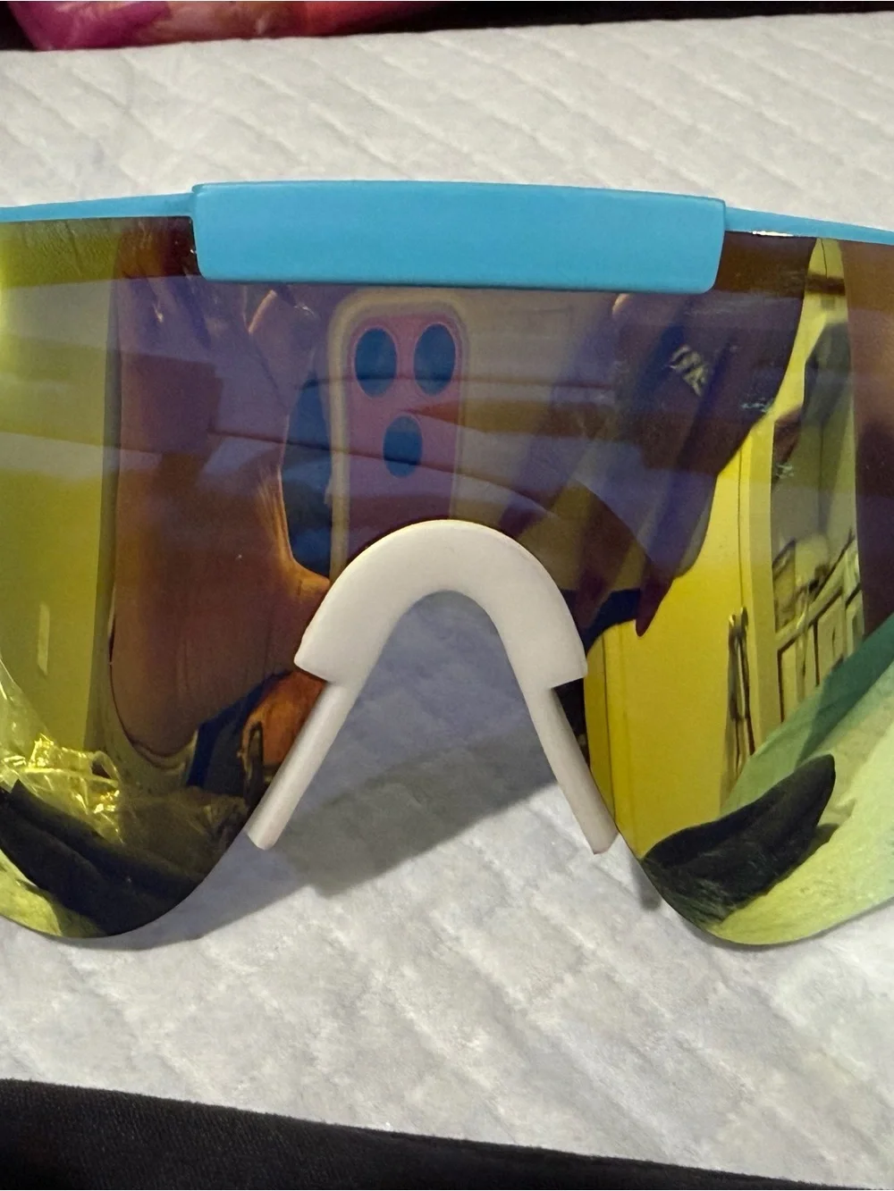Men’s Aqua Blue Mirrored Sports Swim Goggles